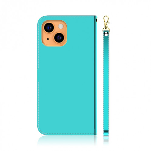 Surface de miroir imitée Horizontale Flip Cuir Toot avec porte-cartes et portefeuille et portefeuille pour iPhone 13 (vert menthe) SH502E122-08