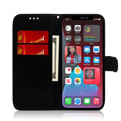 Surface de miroir imitée Horizontal Flip Cuir Toot avec porte-cartes et portefeuille et longe pour iPhone 13 (violet) SH502F894-06