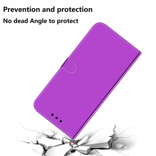 Surface de miroir imitée Horizontal Flip Cuir Toot avec porte-cartes et portefeuille et longe pour iPhone 13 (violet) SH502F894-06