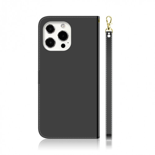 Surface de miroir imitée Horizontale Flip Cuir Coating avec porte-cartes et portefeuille et lanière pour iPhone 13 PRO (Noir) SH503B1087-06