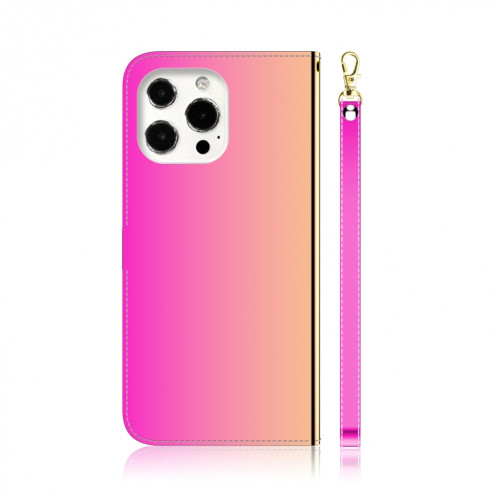 Surface de miroir imitée Horizontal Flip Cuir Toot avec support & carte Slots & Portefeuille et longe pour iPhone 13 Pro (couleur gradient) SH503C147-06