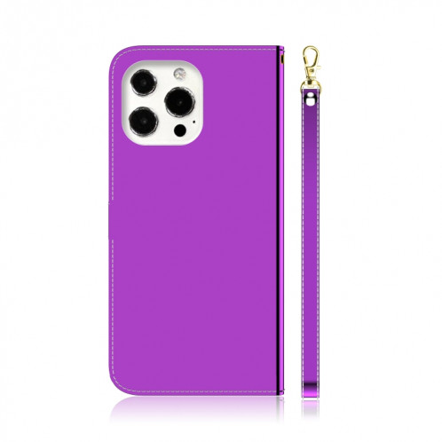 Étui de cuir horizontal de surface de miroir imité avec porte-cartes et portefeuille et portefeuille pour iPhone 13 Pro (violet) SH503F169-06