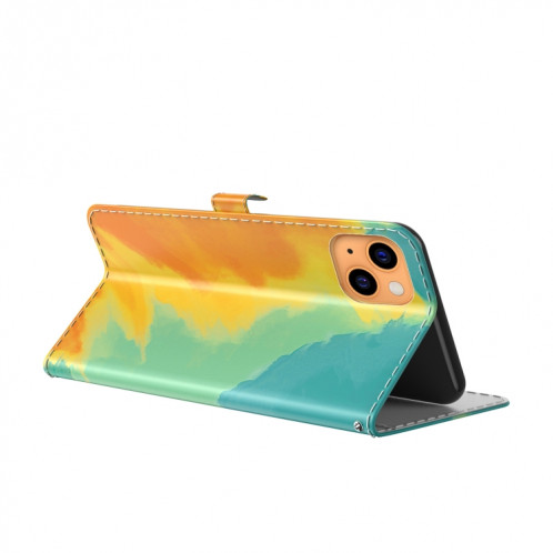 Motif aquarelle Horizontal Flip Cuir Housse avec support et portefeuille pour iPhone 13 (feuille d'automne) SH702C1564-06