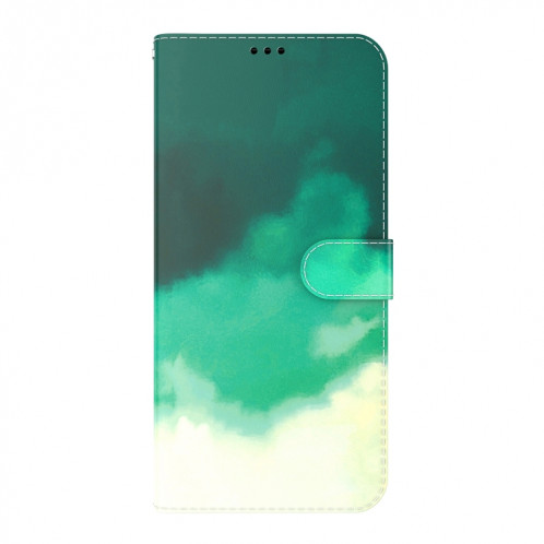 Aquarelle Motif Horizontal Flip Cuir Housse avec support et portefeuille et portefeuille pour iPhone 13 Pro (cyan vert) SH703A756-06