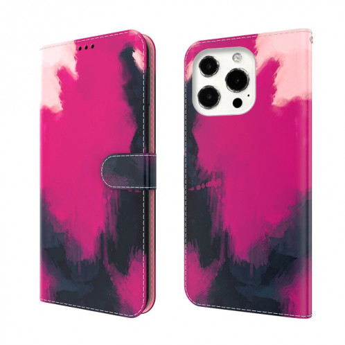 Aquarelle Motif Horizontal Horizontal Cuir Coating avec support et portefeuille et portefeuille pour iPhone 13 Pro (couleur Berry) SH703B1679-06