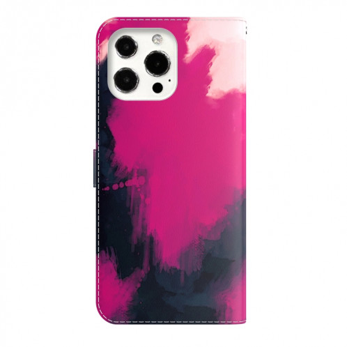 Aquarelle Motif Horizontal Horizontal Cuir Coating avec support et portefeuille et portefeuille pour iPhone 13 Pro (couleur Berry) SH703B1679-06