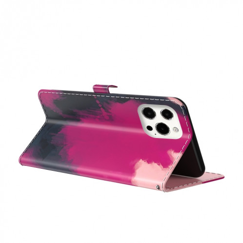 Aquarelle Motif Horizontal Horizontal Cuir Coating avec support et portefeuille et portefeuille pour iPhone 13 Pro (couleur Berry) SH703B1679-06