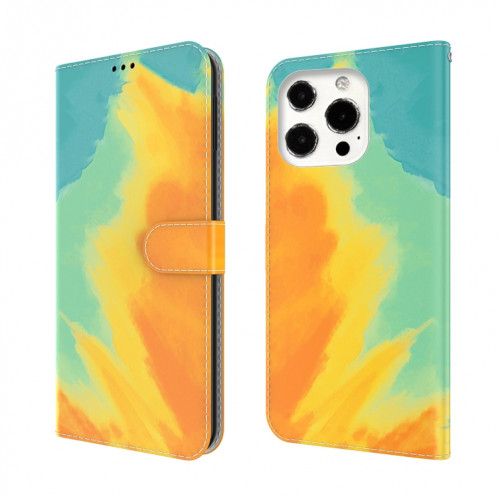 Modèle d'aquarelle Horizontal Flip Cuir Housse avec support et portefeuille pour iPhone 13 Pro (feuille d'automne) SH703C845-06