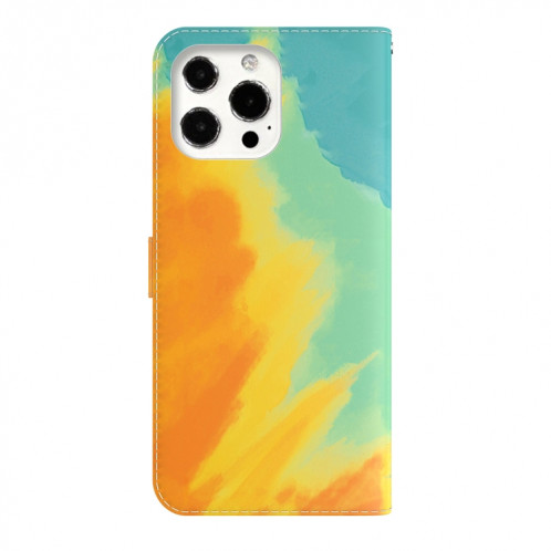 Modèle d'aquarelle Horizontal Flip Cuir Housse avec support et portefeuille pour iPhone 13 Pro (feuille d'automne) SH703C845-06
