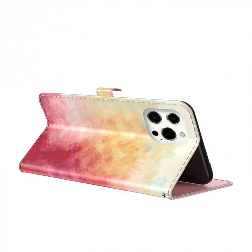 Modèle d'aquarelle Horizontal Flip Cuir Case avec support et portefeuille pour iPhone 13 Pro (Cerise de printemps) SH703D614-06