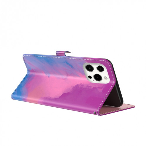 Motif aquarelle Horizontal Flip Cuir Case avec support et portefeuille pour iPhone 13 Pro (rouge violet) SH703F1100-06