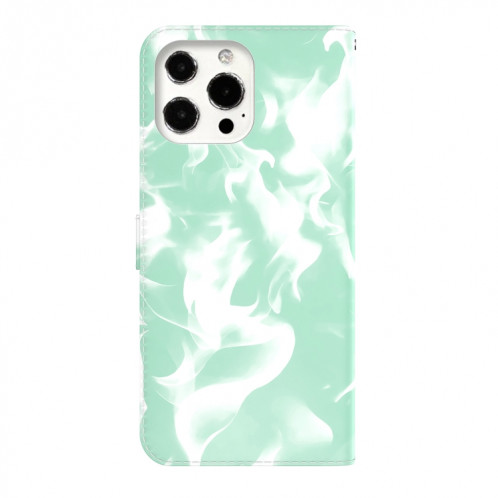 Cas de cuir horizontal de motif de brouillard avec support et portefeuille pour iPhone 13 Pro (Mint Green) SH103A1512-06