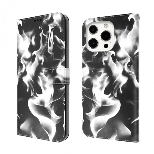 Cas de cuir horizontal de motif de brouillard avec support et portefeuille pour iPhone 13 Pro (Noir) SH103C3-06