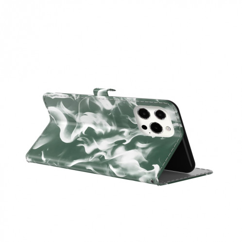 Cas de cuir horizontal de motif de brouillard avec support et portefeuille pour iPhone 13 Pro (vert foncé) SH103D104-06