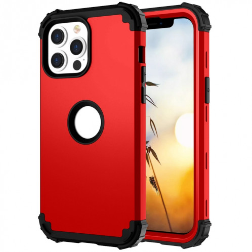 3 en 1 PC + Cas de protection en silicone pour iPhone 13 (rouge + noir) SH502B62-07