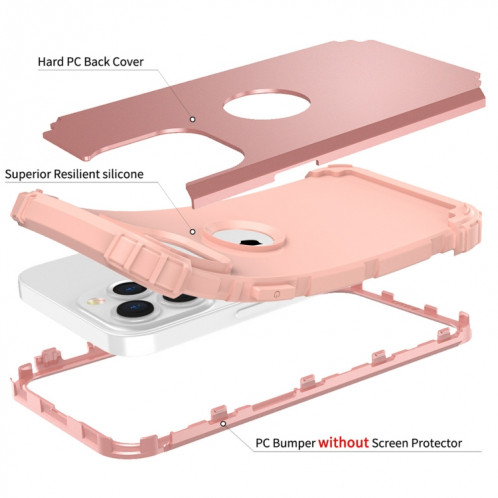 Coque de protection en silicone PC + PC + PC + pour iPhone 13 (or rose) SH502C1014-07
