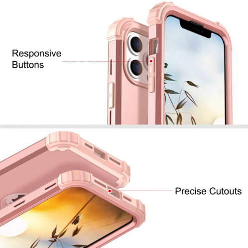 Coque de protection en silicone PC + PC + PC + pour iPhone 13 (or rose) SH502C1014-07