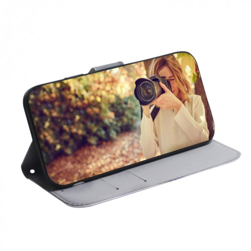 Dessin coloré Horizontal Flip Cuir Case, avec porte-cartes et portefeuille pour iPhone 13 (loup et chien) SH702G1962-05