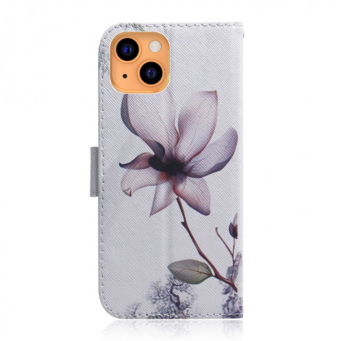 Dessin coloré Horizontal Flip Cuir Case, avec porte-cartes et portefeuille et portefeuille pour iPhone 13 (Fleur de Magnolia) SH702J648-05