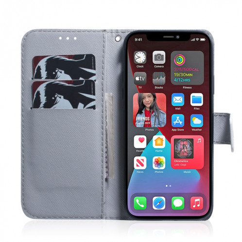 Dessin coloré Horizontal Flip Cuir Case, avec porte-cartes et portefeuille pour iPhone 13 Pro (Tiger) SH703C147-05