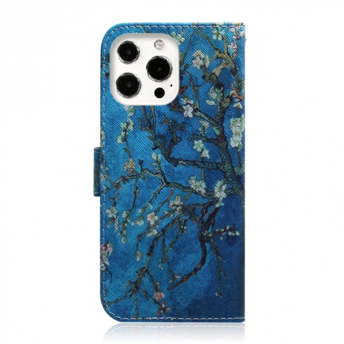 Dessin coloré Horizontal Flip Cuir Case, avec porte-cartes et portefeuille et portefeuille pour iPhone 13 Pro (fleur d'abricot) SH703D1600-05