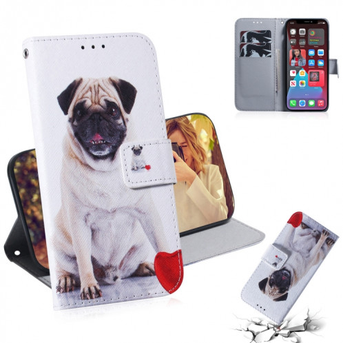 Dessin coloré Horizontal Flip Cuir Coating, avec porte-carte et portefeuille et portefeuille pour iPhone 13 Pro (Pug) SH703E87-05