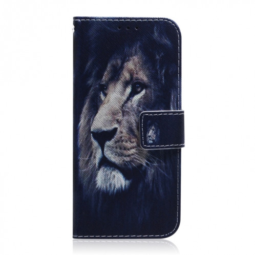 Dessin coloré Horizontal Flip Cuir Cas, avec porte-cartes et portefeuille pour iPhone 13 Pro (Lion) SH703F1908-05