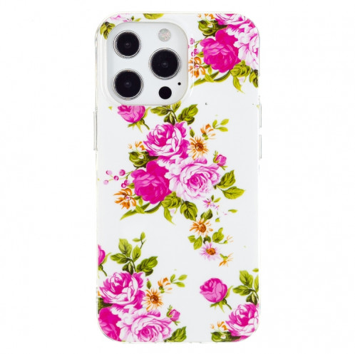 Étui de protection souple TPU lumineux pour iPhone 13 Pro (Fleur Rose) SH903L1581-05