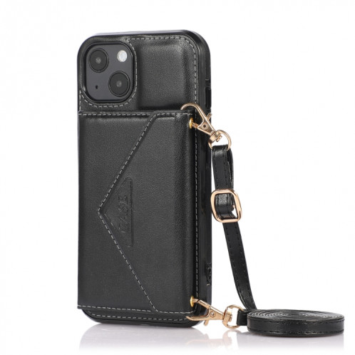 Sac de cartes croisés multi-fonctionnels TPU + Coque arrière PU avec support et portefeuille pour iPhone 13 (noir) SH002A1393-07