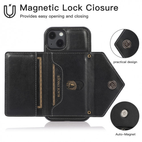 Sac de cartes croisés multi-fonctionnels TPU + Coque arrière PU avec support et portefeuille pour iPhone 13 (noir) SH002A1393-07
