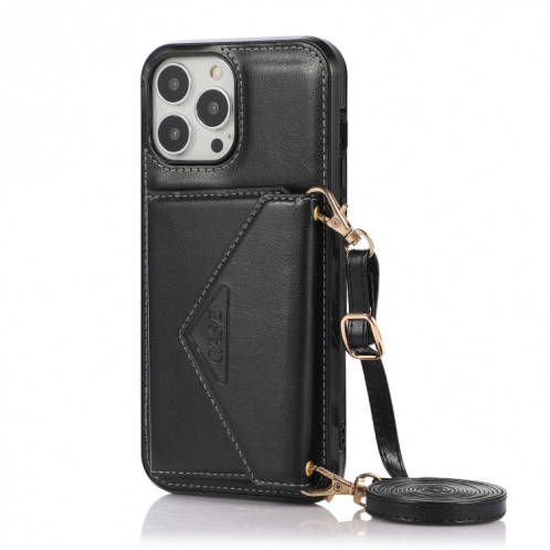 Sac de carte croisé multi-fonctionnel TPU + Coque arrière PU avec support et portefeuille pour iPhone 13 PRO (Noir) SH003A963-07