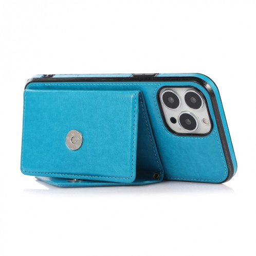Sac de carte croisé multifonctionnel TPU + Coque arrière PU avec support et porte-cartes et portefeuille pour iPhone 13 PRO (Bleu) SH003B498-07