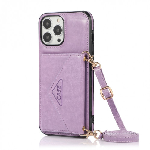 Sac de carte croisé multi-fonctionnel TPU + PU Back Cover Cover avec support & carte Slot & Portefeuille pour iPhone 13 PRO (Violet) SH003C1427-07