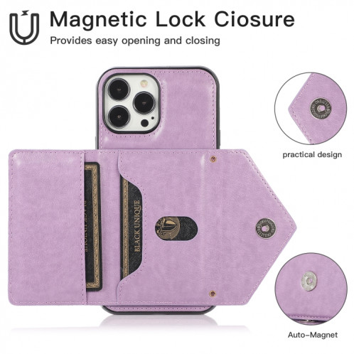 Sac de carte croisé multi-fonctionnel TPU + PU Back Cover Cover avec support & carte Slot & Portefeuille pour iPhone 13 PRO (Violet) SH003C1427-07