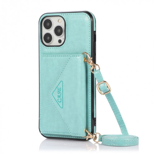 Sac de cartes croisées multi-fonctionnelles TPU + PU Housse de couverture arrière avec support et carte de portefeuille et portefeuille pour iPhone 13 Pro (Vert) SH003E359-07