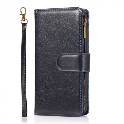 Multifonctionnel Crazy Horse Texture Horizontal Flip Cuir Case avec machine à galets et portefeuille et longe à glissière pour iPhone 13 Pro (Bleu) SH203D1855-07