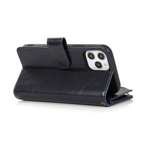 Multifonctionnel Crazy Horse Texture Horizontal Flip Cuir Case avec machine à galets et portefeuille et longe à glissière pour iPhone 13 Pro (Bleu) SH203D1855-07