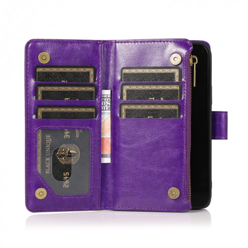 Horizontal Texture Horizontal Horizontal Horizon Horizontal Slot & Porte-lanière et longe à glissière pour iPhone 13 Pro (violet) SH203F903-07