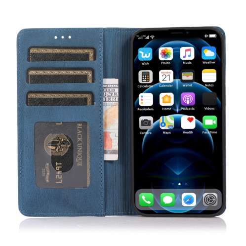 Horizontal Horizontal Texture Horizontal Texture Horizon Horizon Texture avec support et portefeuille pour iPhone 13 Pro (Bleu) SH703A1695-07