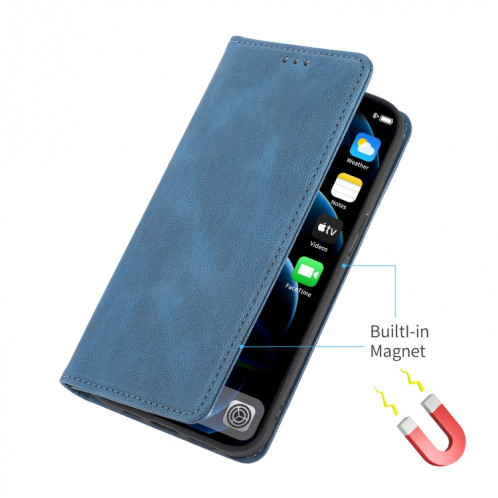 Horizontal Horizontal Texture Horizontal Texture Horizon Horizon Texture avec support et portefeuille pour iPhone 13 Pro (Bleu) SH703A1695-07