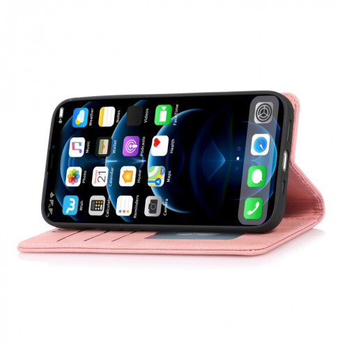 Strong magnétique Crazy Crazy Horse Texture Horizontal Flip Cuir Case avec porte-cartes et portefeuille pour iPhone 13 Pro (Rose Gold) SH703B514-07