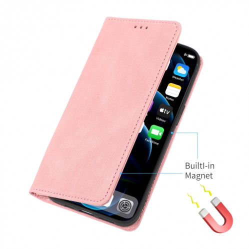 Strong magnétique Crazy Crazy Horse Texture Horizontal Flip Cuir Case avec porte-cartes et portefeuille pour iPhone 13 Pro (Rose Gold) SH703B514-07