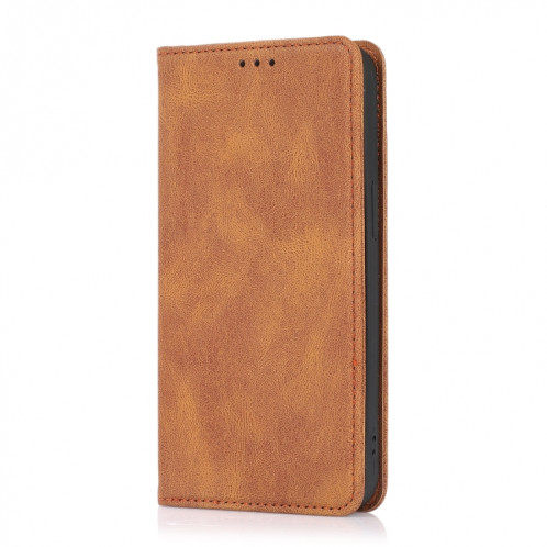 Strong magnétique Crazy Crazy Horse Texture Horizontal Flip Cuir Case avec porte-cartes et portefeuille pour iPhone 13 Pro (Brown) SH703E240-07