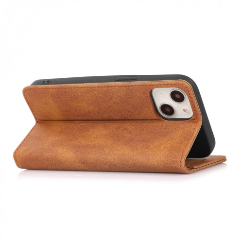Strong magnétique Crazy Crazy Horse Texture Horizontal Flip Cuir Case avec porte-cartes et portefeuille pour iPhone 13 Pro (Brown) SH703E240-07