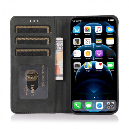 Strong magnétique Crazy Crazy Horse Texture Horizontal Flip Cuir Coffret avec porte-cartes et portefeuille pour iPhone 13 PRO (Noir) SH703F808-07