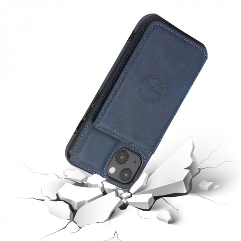 Texture de veau Sac de carte magnétique PU Case antichoc avec support et fente de carte pour iPhone 13 mini (bleu) SH901D1445-07
