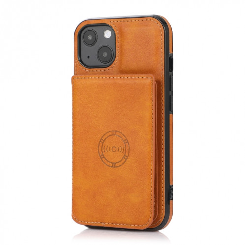 Texture de veau Sac de carte magnétique PU Case antichoc avec support et fente pour carte pour iPhone 13 mini (brun) SH901F1436-07