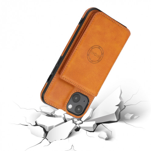 Texture de veau Sac de carte magnétique PU Case antichoc avec support et fente pour carte pour iPhone 13 mini (brun) SH901F1436-07