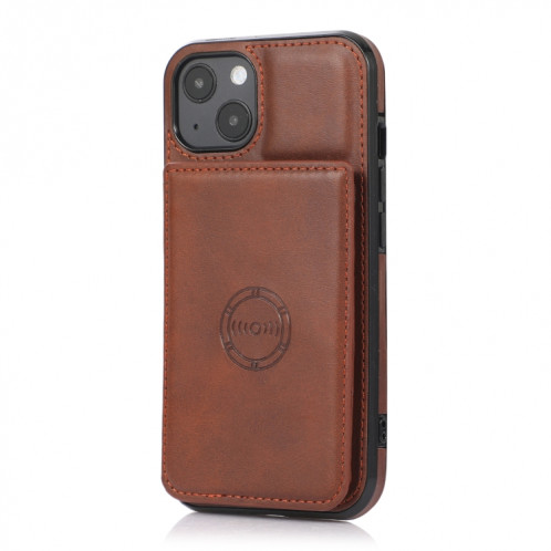 Texture de veau Sac de cartes magnétiques PU Case antichoc avec support et fente de carte pour iPhone 13 (Café) SH902B562-07