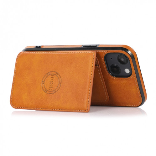 Texture de veau Sac à cartes magnétiques PU Case antichoc avec support et fente de carte pour iPhone 13 (Brown) SH902F1138-07
